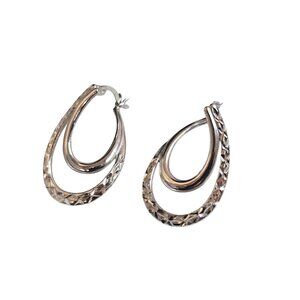Vintage Women's Thailand MA Sterling Silver Hoop Earrings
